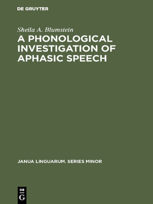 cover image of A Phonological Investigation of Aphasic Speech